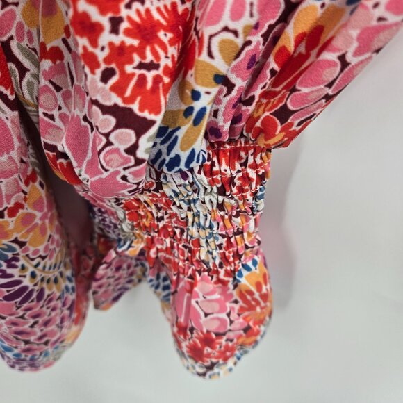 Bougie and Co Boutique Retro Floral Front Tie Button Down Blouse 2xl - Picture 10 of 14